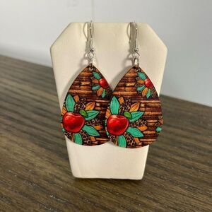 2/$10 ⭐️ 3/$12 | Wooden Teardrop Apple Earrings